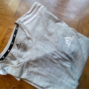 Adidas L Men’s Gray T Shirt with White Sporty Stripes!